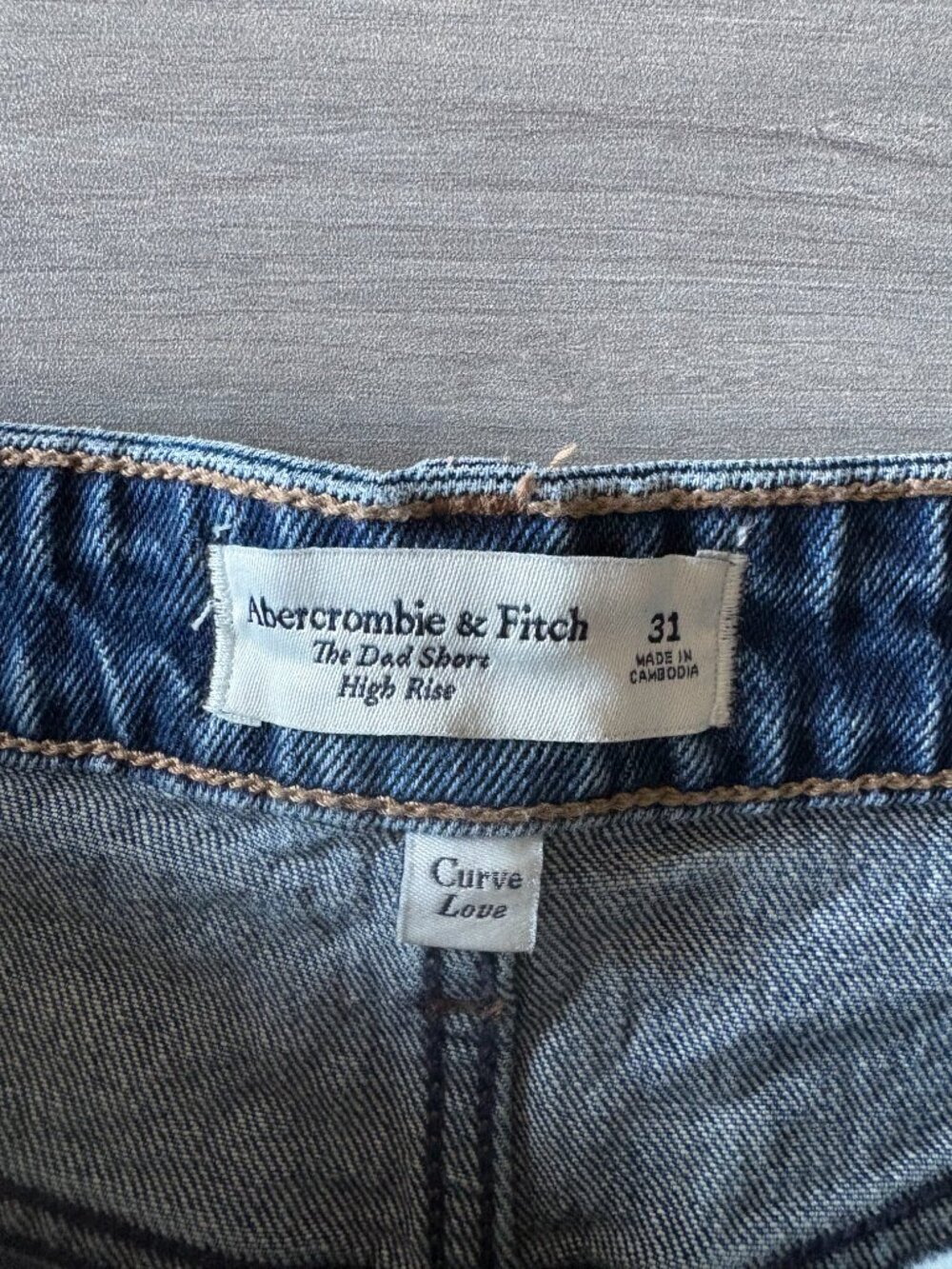 Abercrombie & Fitch Dark Wash High Rise Dad Shorts Curve Love Size 31/12 - Picture 3 of 13